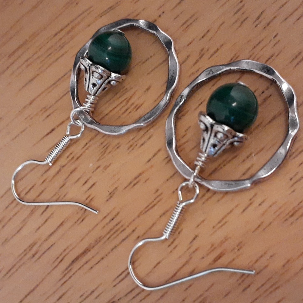 NWOT Genuine Malachite Gemstone Earrings S142